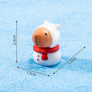Miniature Christmas Capybara Figurines Mini Resin Animals for Xmas Decor Gift <b>Box</b> Fillers Cake Topper & Festive Home Decorations - Product Image 6