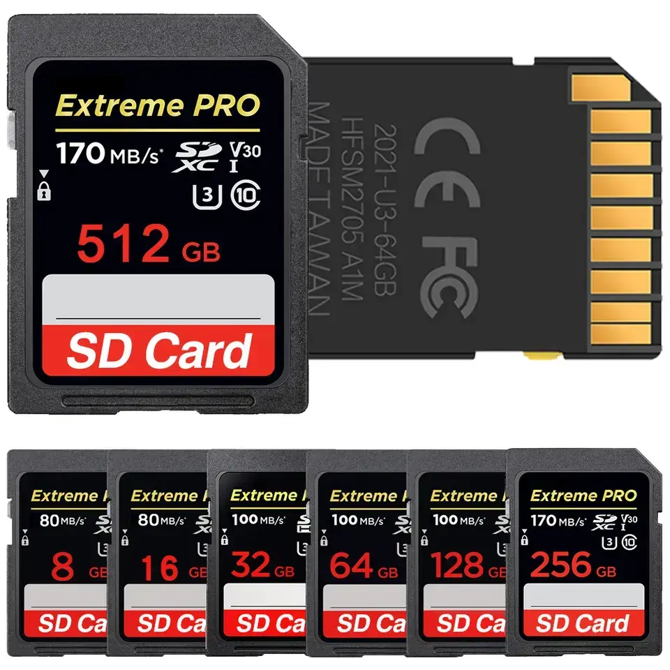 2024 Ventas al por mayor Tarjetas de memoria Extreme Pro Tarjeta de memoria SD 200MBs 2GB 4GB 8GB 16GB 32GB 64GB 128GB 256GB 512GB 1TB 4K
