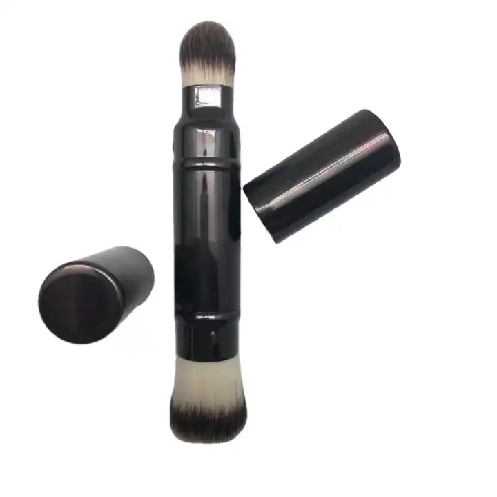 1pc Double-ended Retractable Blush Brush Powder Brush Foundation Brush  Portable Makeup Brush In Black