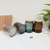 7oz 200ml Farbige Glas-Kerzengläser mit Korkverschluss Bernstein/Klar/Grün Leere DIY Sojawachs Aromatherapie Raumduft Weihnachten Umweltfreundlich