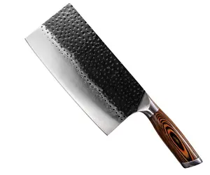 Couteau de cuisine électrique forgé en acier inoxydable à haute teneur en carbone faisant la machine pour couteau de coupe d'os avec manche en bois
