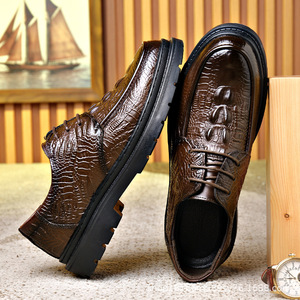 Zapatos Oxford de Piel Genuina con Grabado de Cocodrilo, con Cordones, Plataforma Gruesa, Zapatos de Vestir Formales de Lujo para Bodas y Oficina - Product Image 2