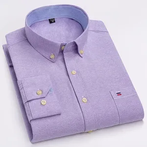 Camicie Casual da uomo taglie forti 7xl da ufficio 100% in cotone Oxford a maniche lunghe, filato traspirante tinto in bianco nero per la primavera - Product Image 3