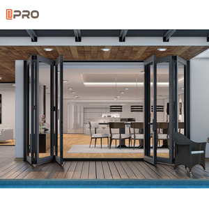 Nhôm kính nhôm bi gấp cửa trượt Bifold cửa cho biệt thự Patio cửa đôi kính nhôm thép không thấm nước hiện đại - Product Image 3