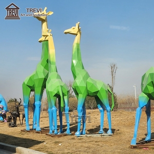 Sculpture géométrique de <span class=keywords><strong>girafe</strong></span> <span class=keywords><strong>en</strong></span> acier inoxydable TREVI, statue d'animal abstraite <span class=keywords><strong>en</strong></span> métal pour la décoration de jardin extérieur - Product Image 3