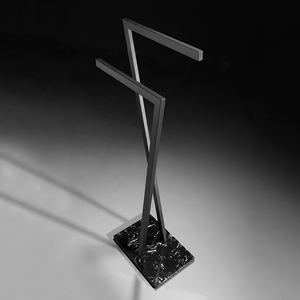 豪华立式304 SUS黑色浴巾架2杆独立式浴巾架，带大理石底座，用于浴室地板 - Product Image 5