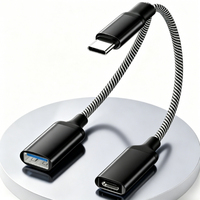 Adaptateur répartiteur USB-C OTG avec câble tressé à charge rapide PD pour téléphones mobiles, tablettes, ordinateurs portables et ordinateurs