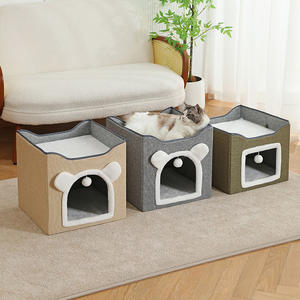 Casa <span class=keywords><strong>Cueva</strong></span> para Gatos Plegable de Sisal con Rascador y Pelota Esponjosa, Moderna, para Interiores, de Gran Espacio, con Agujero de Escondite - ¡Gran Oferta! - Product Image 2