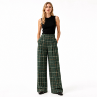 Pantalon de travail sur mesure en coton et élasthanne à carreaux, coupe droite, pour femmes de grande taille, entrejambe de 38 pouces, extensible et infroissable, OEM