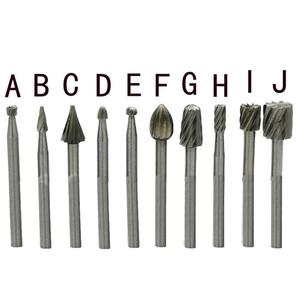 Juego de 10 piezas de fresas rotativas de acero de alta velocidad para carpintería, tallado de raíces, tallado manual, tallado eléctrico, cabezales de pulido y fresado - Product Image 4