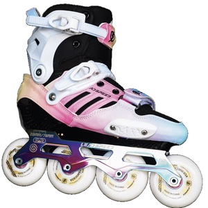 <span class=keywords><strong>Pattini</strong></span> in Linea Flat con Ruote Singole in Fibra di Carbonio Moonlight Floreale, Guscio in Fibra Superfine, Colore Sfumato, Stile EVO - Product Image 5