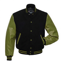 KVJ111 Veste universitaire Letterman du lycée pour hommes personnalisée sans col en laine noire manches en cuir orange avec broderie en chenille