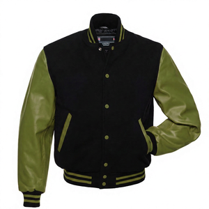 KVJ111-Chaqueta Letterman Varsity PARA LA Escuela Secundaria Personalizada para Hombre, Parche de Chenilla Bordado con Mangas de Cuero Naranja y Lana Negra sin Cuello - Product Image 2