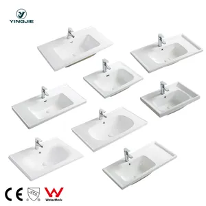 European Ceramic White Hand Wash Basin Price Modern Vanity Single Counter Bathroom Sink For Hotel Villa