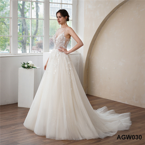Personnalisé Chic Doux Style Sexy Dos Nu col en V pleine boule robe de mariée robe de mariée <span class=keywords><strong>pour</strong></span> la mariée Spaghetti Strap - Product Image 2