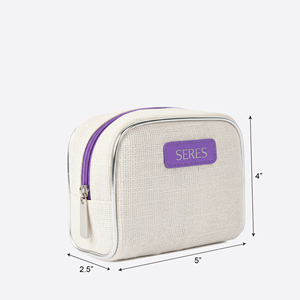 Sac à fermeture éclair compact et durable, aspect lin, personnalisable, petit organiseur de cosmétiques, porte-maquillage quotidien - Product Image 2