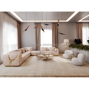 أريكة قطاعية فاخرة مخصصة على شكل حرف L مصنوعة من القماش مع حشوة إسفنجية لغرفة المعيشة وأثاث الفنادق والفلل - Product Image 2