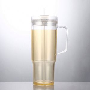 Gobelet réutilisable de 40 oz, anti-fuite, à double paroi, transparent, avec couvercle et paille, idéal pour les cadeaux, les festivals et les fêtes - Product Image 2