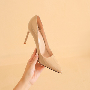 Scarpe Personalizzate con Tacco Alto per Donne, Tacco Sottile, Versatili, Punta Affusolata, in Vernice, Colore <span class=keywords><strong>Nude</strong></span>, Sexy - Product Image 1