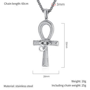 الهيب هوب المصري الفولاذ المقاوم للصدأ العين حورس عنخ قلادة الصليب قلادة الزركون المجوهرات لحفلات الزفاف والحفلات للأطفال - Product Image 2