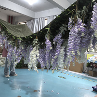 Composition Florale Facile à Installer pour Plafond de Mariage, Panneaux Suspendus Artificiels de Glycine pour Décoration de Plafond