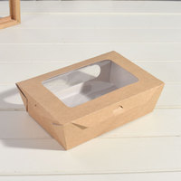 Groothandel Eco-vriendelijke Biologisch afbreekbare Kraft Papier Voedselverpakking voor Salade, Noedels, Sushi, Babyvoeding, Afhaalmaaltijden, Lunchverpakkingen PET PP