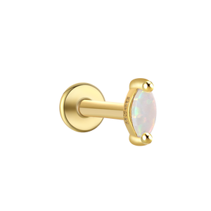 Boucles d'oreilles clous en argent sterling S925, opale simple, œil de cheval serti d'un diamant, 16G, à tête plate, pour piercing d'oreille, vente en gros - Product Image 1