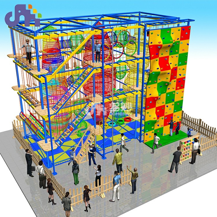 Domerry Metal Nylon Amusement Equipment Kid-Friendly Rope Course Climbing Frame For Adventure Park For Shopping Mall Events