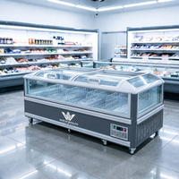 Congélateur îlot combiné à double température avec couvercle coulissant en verre pour magasin de proximité