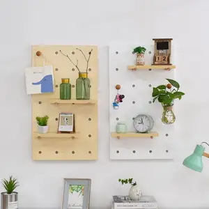 Rak mantel penyimpanan gantung Modular rak papan pasak <span class=keywords><strong>Panel</strong></span> kayu dengan rak kayu apung untuk dinding untuk pengaturan pakaian - Product Image 4