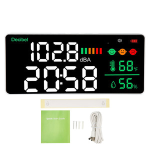 Sonometre mural <span class=keywords><strong>de</strong></span> 30 à 130 dB, <span class=keywords><strong>lecteur</strong></span> <span class=keywords><strong>de</strong></span> niveau sonore <span class=keywords><strong>de</strong></span> 11 pouces avec affichage LED <span class=keywords><strong>de</strong></span> la température, <span class=keywords><strong>de</strong></span> l'humidité et du bruit - Product Image 1