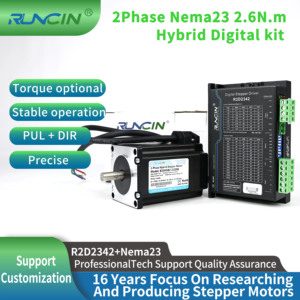 Runcin di alta qualità <span class=keywords><strong>Nema</strong></span> <span class=keywords><strong>23</strong></span> 1 asse ibrido digitale <span class=keywords><strong>Stepper</strong></span> Driver Kit motore 2.6N.m 368Oz.in macchina CNC da 100mm - Product Image 2