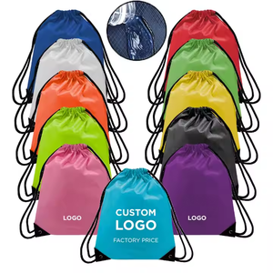 Custom Logo 210D Nylon Polyester Drawstring Sportpacks Cheap Waterproof Promotional Gym & Shopping Bags Draw String for Shoes