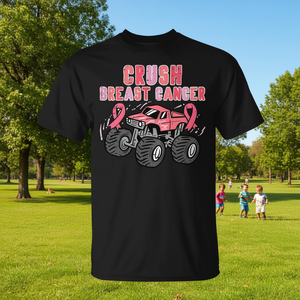 T-shirt rose Monster Truck pour enfants, vêtements promotionnels de sensibilisation au cancer du sein pour les tout-petits garçons - Product Image 3