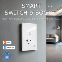 Enchufe de Pared Inteligente WiFi Tuya, Interruptor de Luz Smart Life, Enchufe Universal Tailandés, Panel de Vidrio con Sensor Táctil, Compatible con Alexa y Google Home