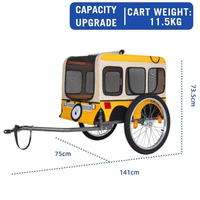 Remorque de vélo pliable pour animaux de compagnie, poussette avec roues de 20 pouces, 2 portes, réflecteurs, cadre en acier inoxydable, capacité de charge de 60 kg, plateforme OEM pour le shopping