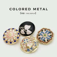 Boutons en métal de style vintage en forme de cœur avec émail coloré, boutons ronds de style chinois pour pull, manteau, pardessus, trench-coat, coupe-vent