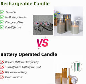 Langdurige Oplaadbare Usb Vlamloze Pilaar Paraffine Wax Glas Led Kaarslicht Met Afstandsbediening Voor Kerst Home Decor - Product Image 3