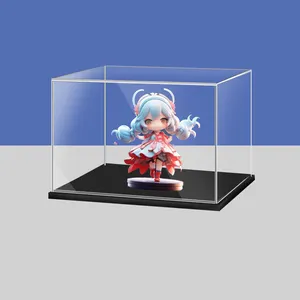 Light Duty Acrylic Display Box Mirror Countertop Cube For Collectible Action Figure Miniature Statue Dust Protection Storage