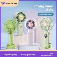 Nouveau ventilateur portable F57 rechargeable par USB, 3 vitesses, design turbine haute performance, mini ventilateur extérieur portable, support de téléphone, 5W, 500-800mAh