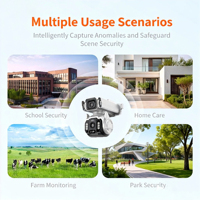 Cámara de Video Inalámbrica WiFi de Doble Lente para Interiores y Exteriores, Seguimiento Automático, Seguridad, Cámara PTZ H.265