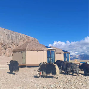 บ้านไม้รูปทรงเพชรสไตล์ที่ราบสูงกลางแจ้งบ้านหรูสวยงามที่พักในโรงแรมที่พักกระท่อมไม้ซุงแกลมปิ้งรีสอร์ท - Product Image 3