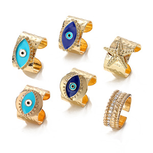 Bagues de mode œil de diable, design géométrique plaqué or, bijoux unisexe, cadeau, Style 1, Style 2, Style 3, Style 4, Style 5 - Product Image 5