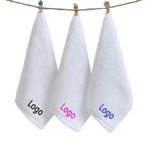 Hot Sale Plain White Cotton Hand Towel com LOGOTIPO Print Bordado Customized Small Face Towels