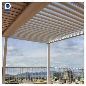 Pergola motorisée automatique à panneaux solaires, moderne, imperméable, avec revêtement en poudre, prix d'usine <span class=keywords><strong>Prima</strong></span>, lames de pont, LED, aluminium - Product Image 3