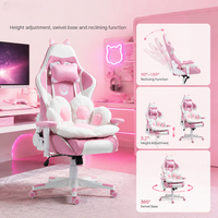 Chaise de jeu vidéo Cat Kitty confortable à hauteur réglable Chaise de bureau d'ordinateur Chaise de travail avec repose-pieds