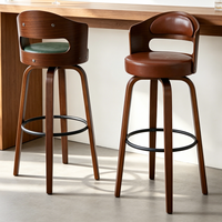 Chaise de bar pivotante en bois, style nordique, en cuir, haute, dorée, moderne, de luxe, pour cuisine, tabourets de bar, meubles de bar pour table de bar
