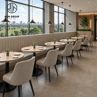 Chaise rembourrée Ron Group pour hôtel, restaurant, mobilier commercial, table ronde en bois massif, banquette moderne de luxe en tissu pour café