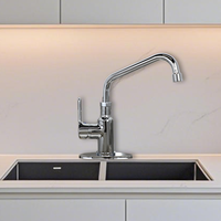 Robinet de cuisine commercial pour évier en chrome brossé à haut débit 0.5 Gpm en laiton cuivré rotatif de 8 pouces de hauteur pour hôtels et salles de bain
