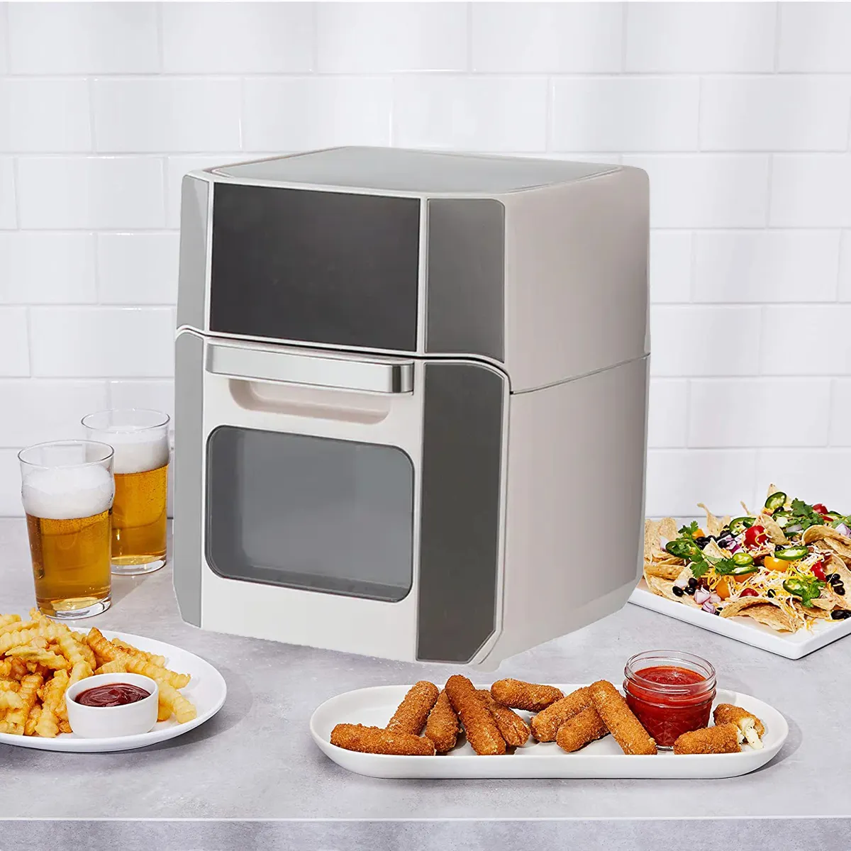 Friggitrice ad aria a microonde retrò digitale elettrica da 1700W Smart 12l e cestello da forno con 8 cottura